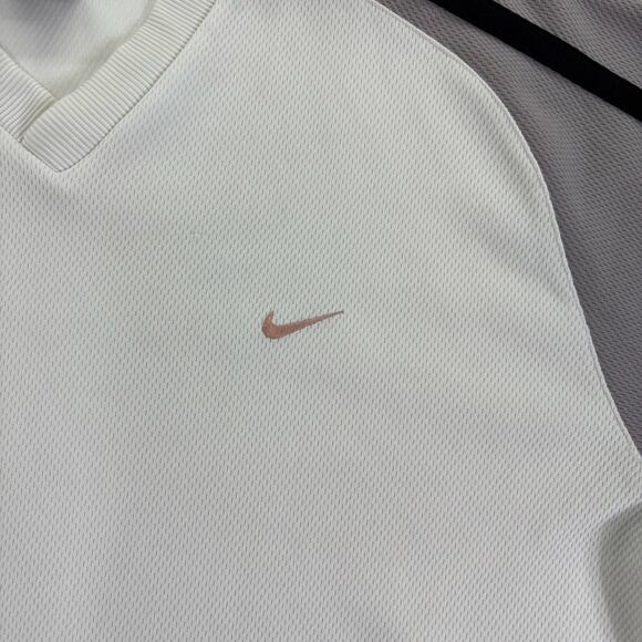 Vintage y2k Nike Soccer Athletic White Jersey Black Striped Shirt Men's Large - Picture 2 of 9